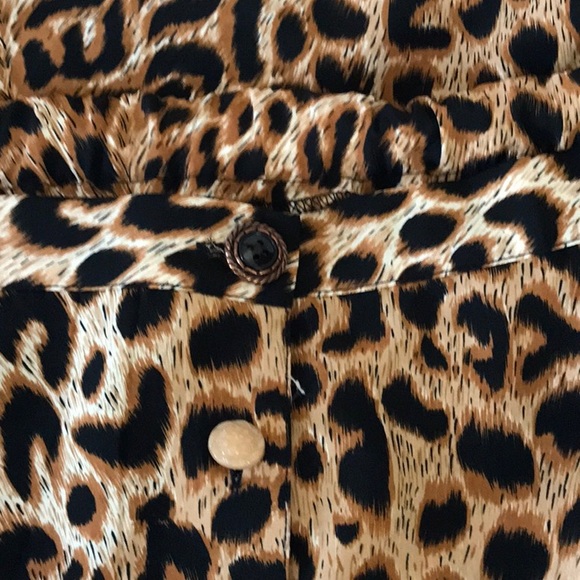 Vintage Voir animal leopard print soft flowy button down skirt elastic w… - Picture 8 of 10